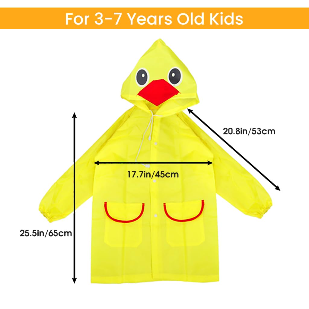 PALAY Raincoat for Kids Boys Girls with Hood, Polyester Rain Ponchos with Pockets and School Bag Coverage, Bright Color Raincoat for 3-7 Years Old Kids (Yellow) PALAY Raincoat for Kids Boys Girls with Hood, Polyester Rain Ponchos with Pockets and School Bag Coverage, Bright Color Raincoat for 3-7 Years Old Kids (Yellow)